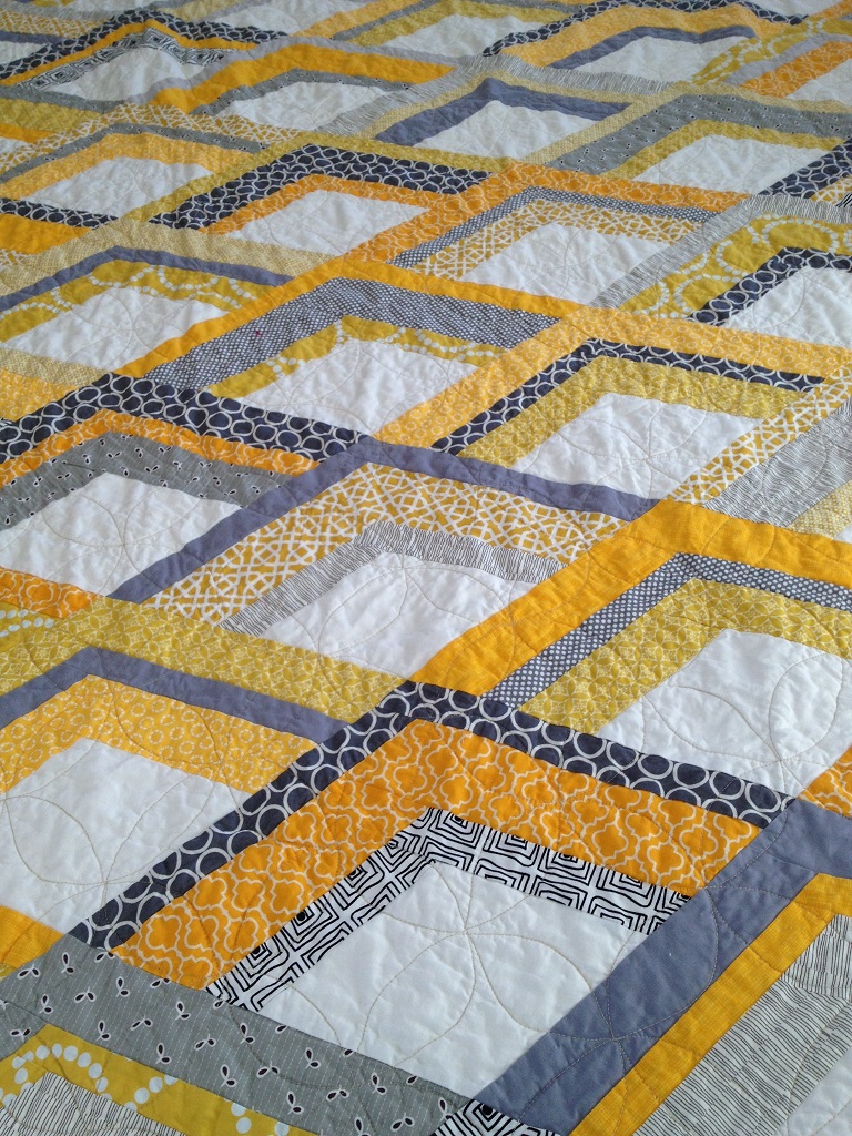 Yellow and Gray Fire Drill Quilt 12